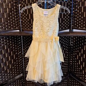 Iris & Ivy Yellow Lace Sequins Dress Size 8 💛